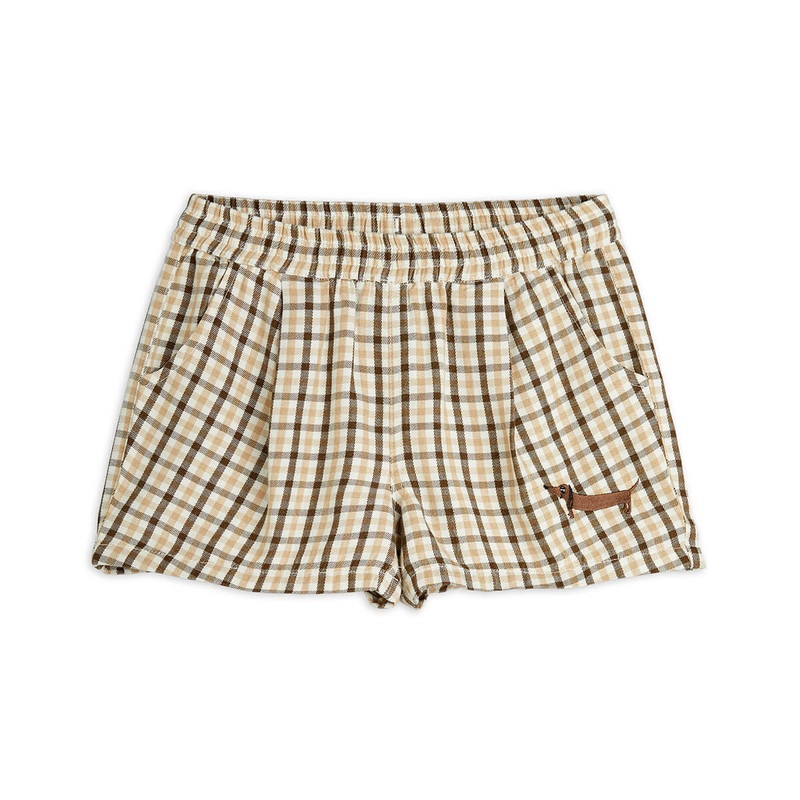 Gingham Woven Shorts in Beige by Mini Rodini