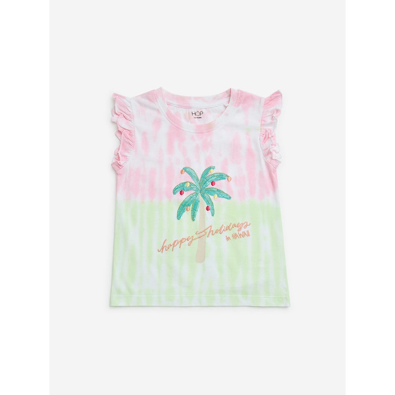 HOP Kids Multicolour Tie-Dye Design Cotton Top LBNU253622057823