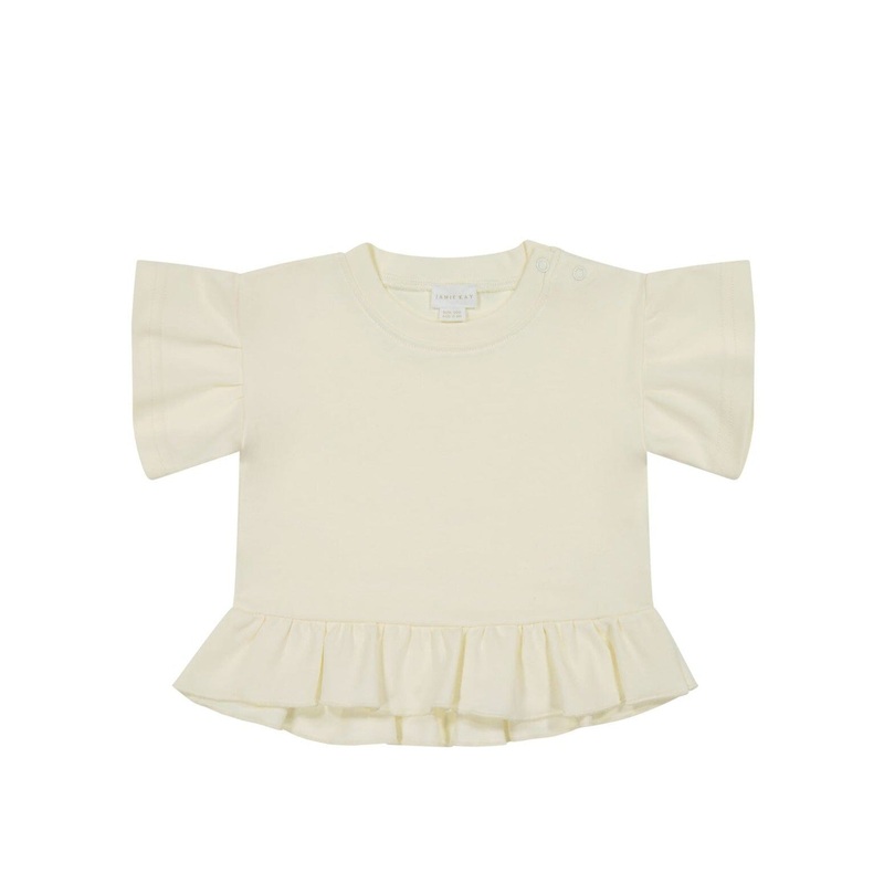 Jamie Kay Courtney Ruffle Top – Egret – Pima Cotton
