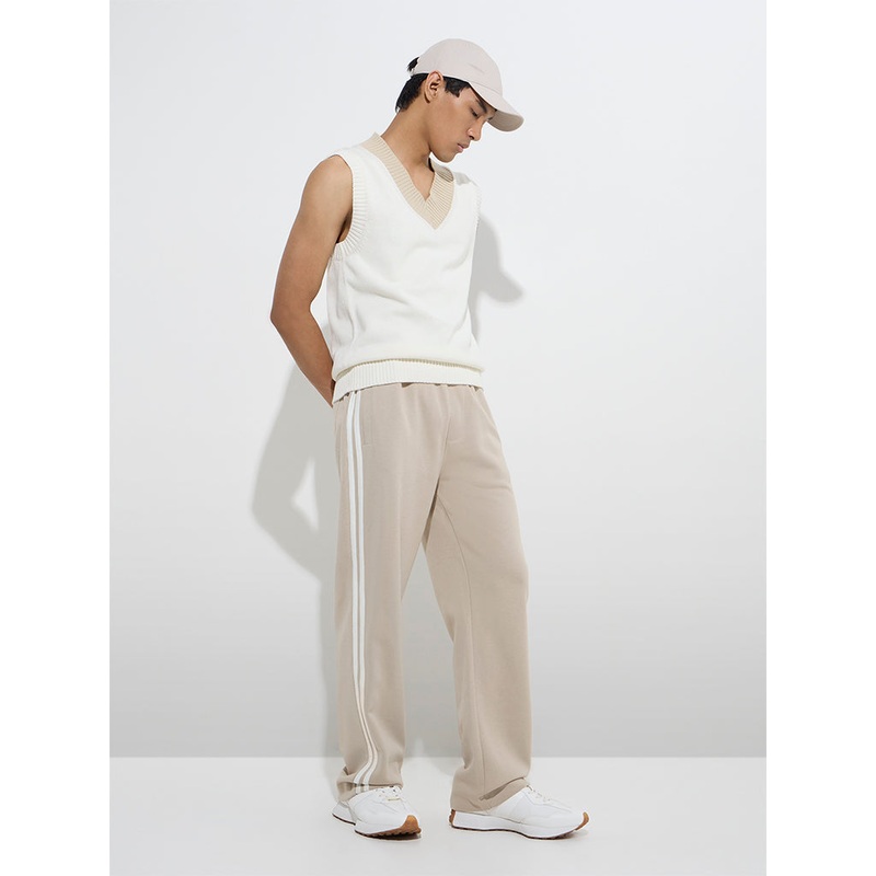 Studiofit Beige Relaxed-Fit Cotton-Blend Track Pants LBNU253622053276