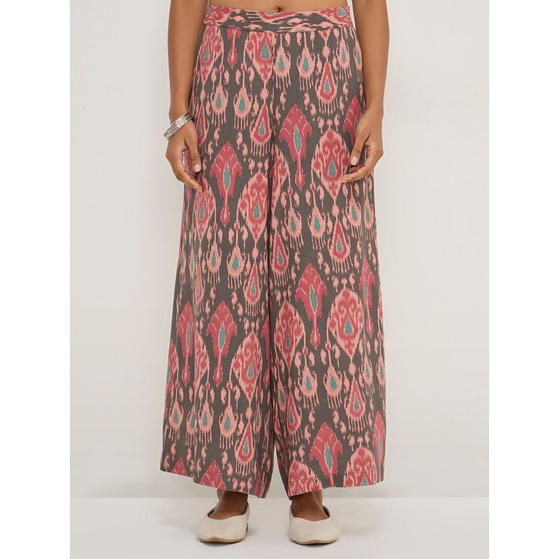 Utsa Charcoal Ikat Printed Palazzos
