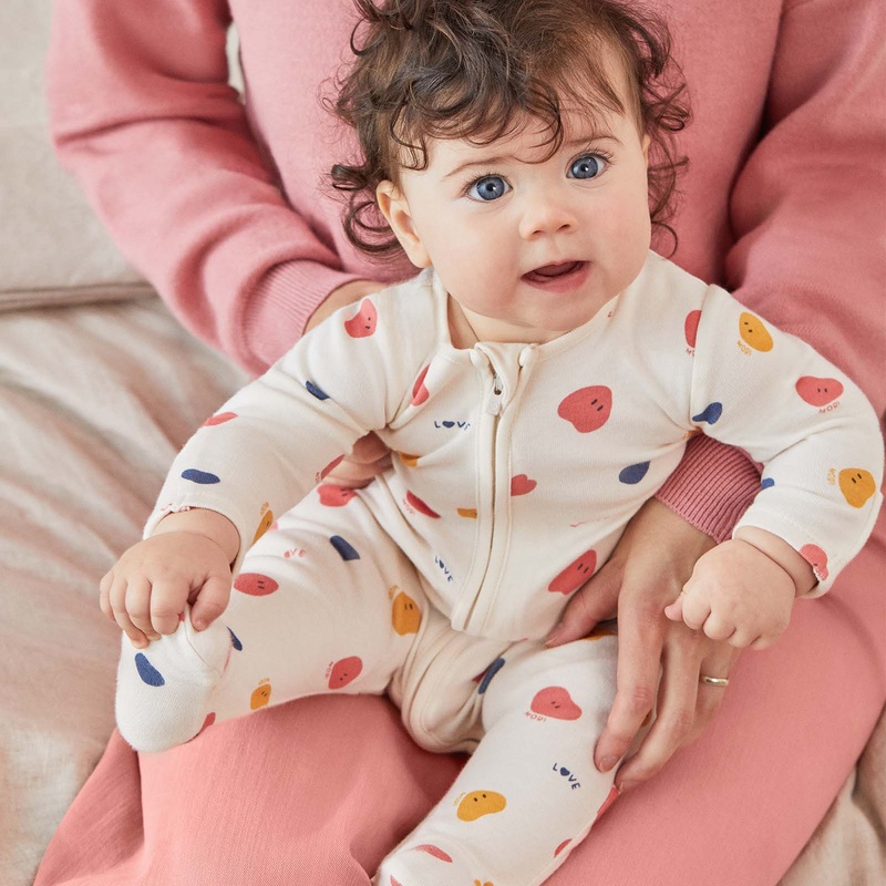 Heart Print Clever Zip Sleepsuit