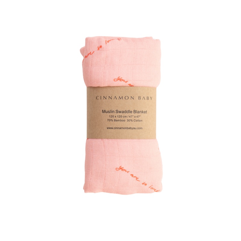 CINNAMON BABY YOU ARE SO LOVED SWADDLE – PINK