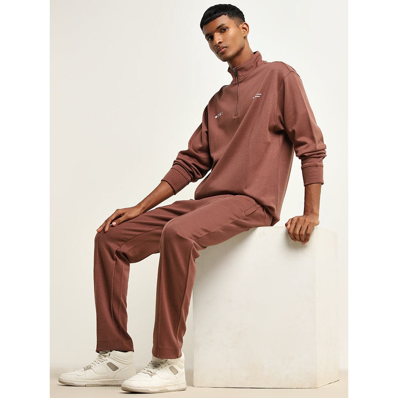 Studiofit Rust Relaxed-Fit Cotton-Blend Track Pants