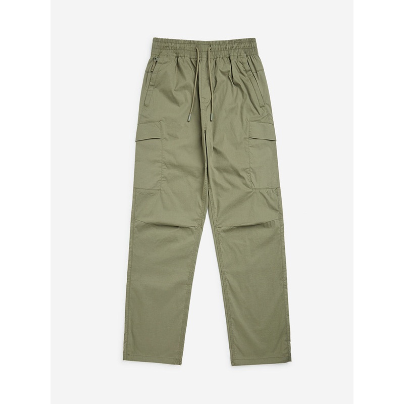 Y&F Kids Olive Mid-Rise Cotton-Blend Pants