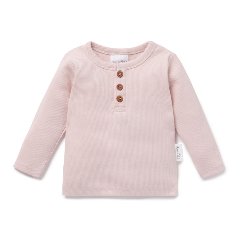 Aster & Oak – Pale Pink Rib Henley Top