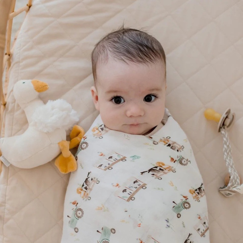 Bamboo Cotton Muslin Swaddle – Oakwood Farm – Bambella Designs