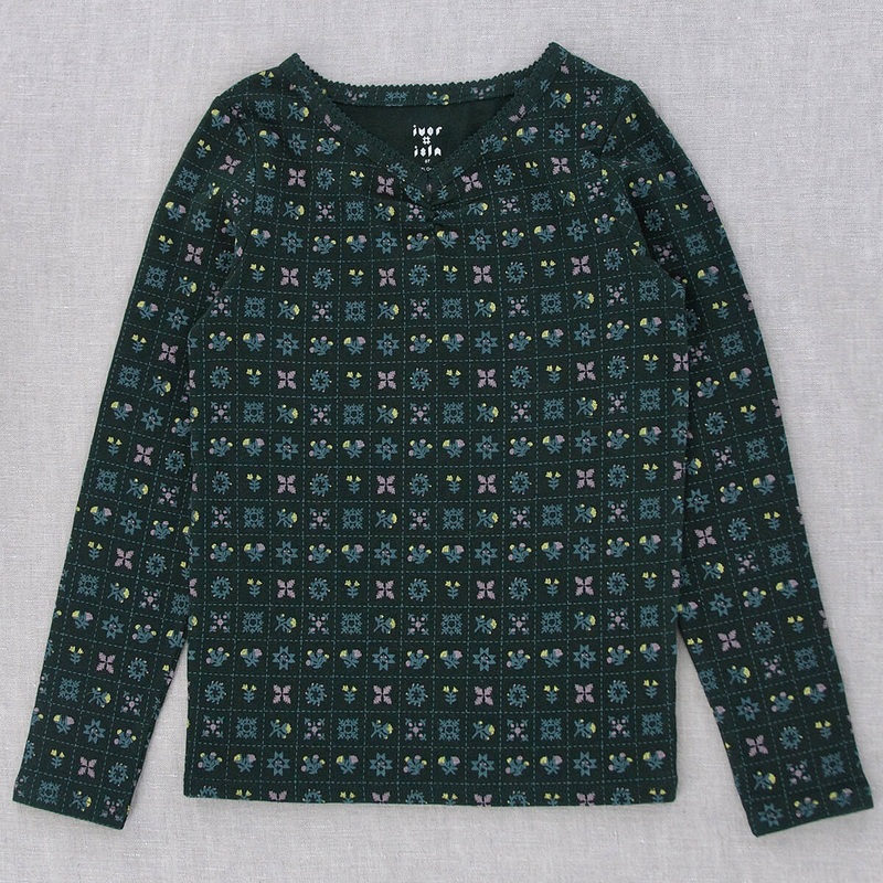 Ruched Ballet Tee in Black Forest Folk Quilt by Iver & Isla