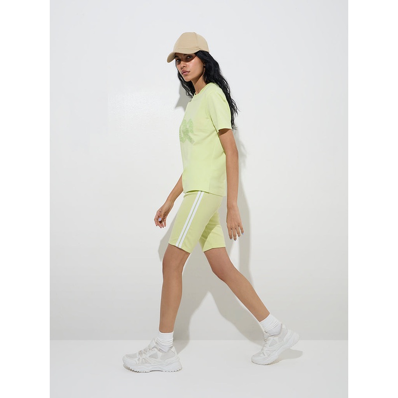 Studiofit Lime Striped High-Rise Biker Shorts