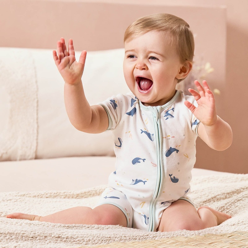Whale Print Zip Summer Sleepsuit