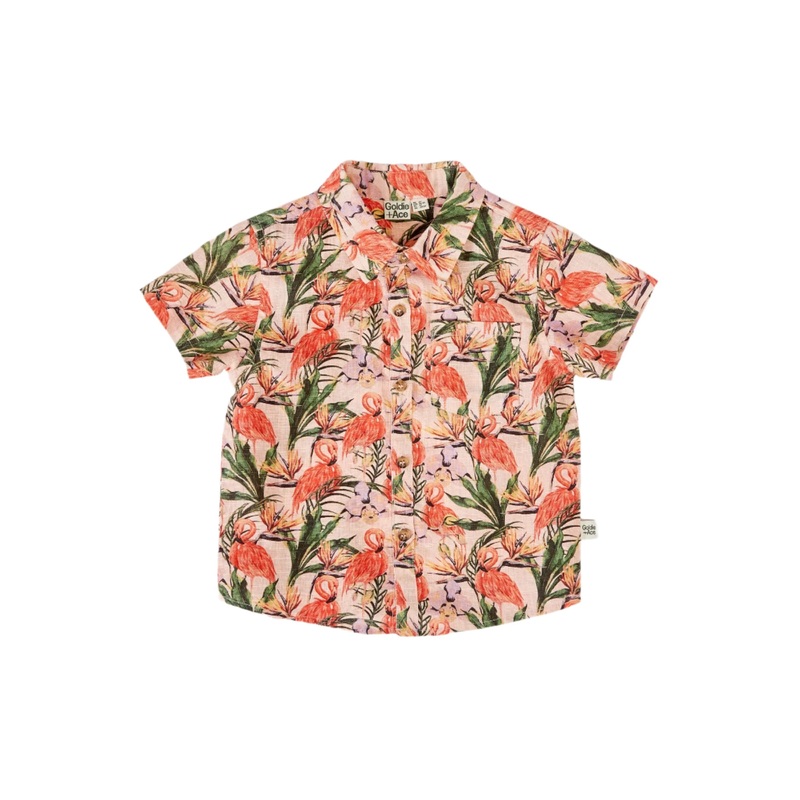 Goldie & Ace – Holiday Linen Shirt – Flamingo Pink