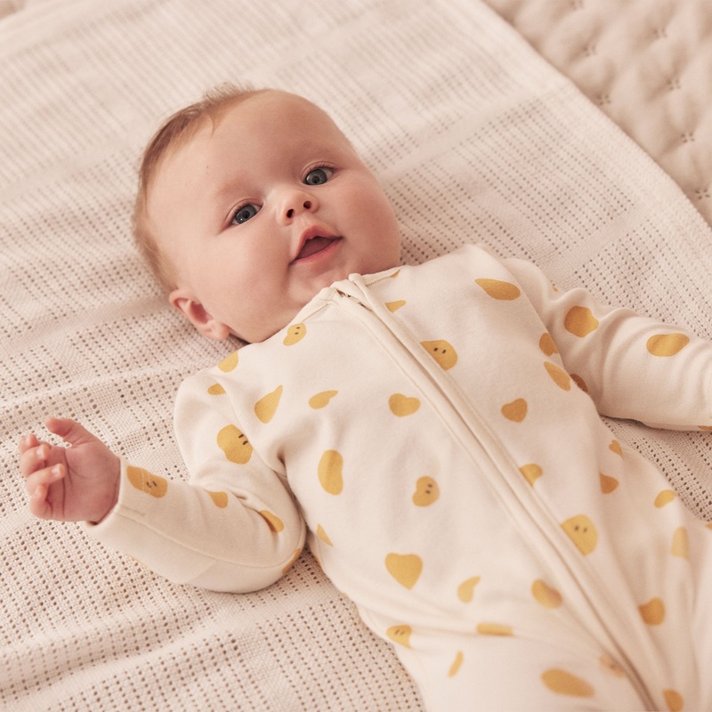 Little Hearts Print Clever Zip Sleepsuit