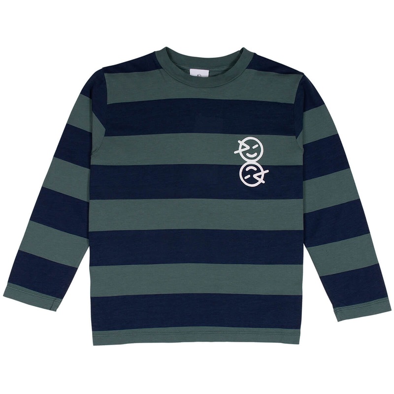 Stripe Base Layer in Soft Green / Rich Navy by Wynken