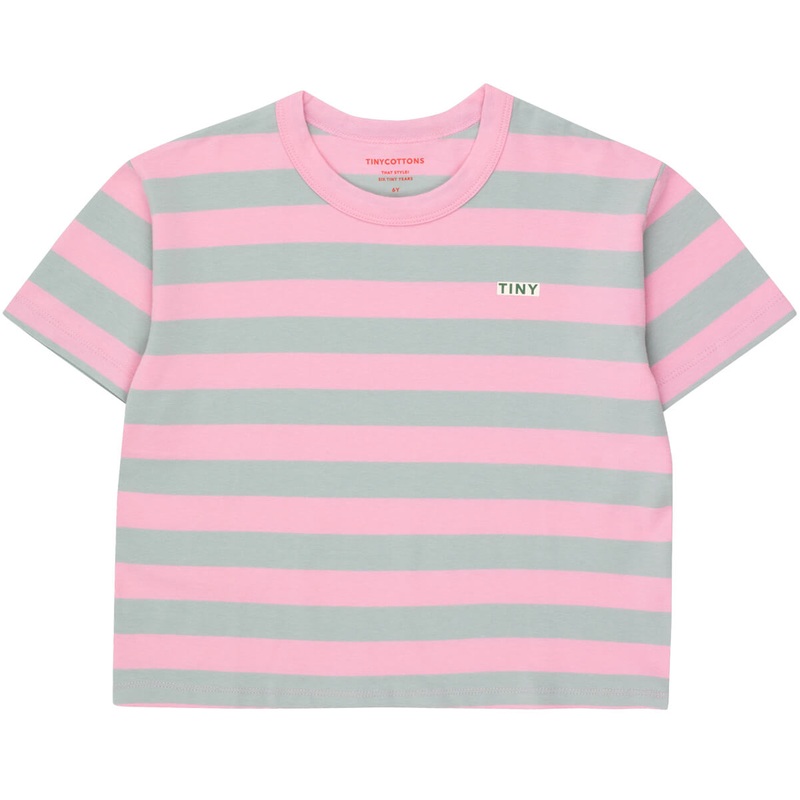 Stripes Tee in Pink and Grey by Tinycottons