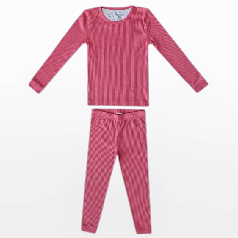 2pc Rib Knit Long Sleeve Pajama Set – Berry
