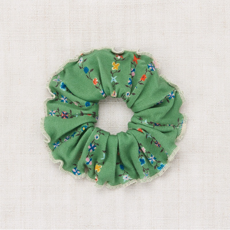 Hair Scrunchie in Jadeite Little Botanica by Misha & Puff