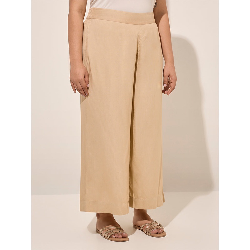 Diza Beige Solid Palazzos