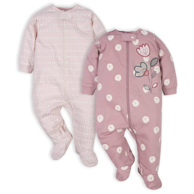 Gerber Organic 2-Pack Baby Girls Dotted Line Sleep ‘n Plays
