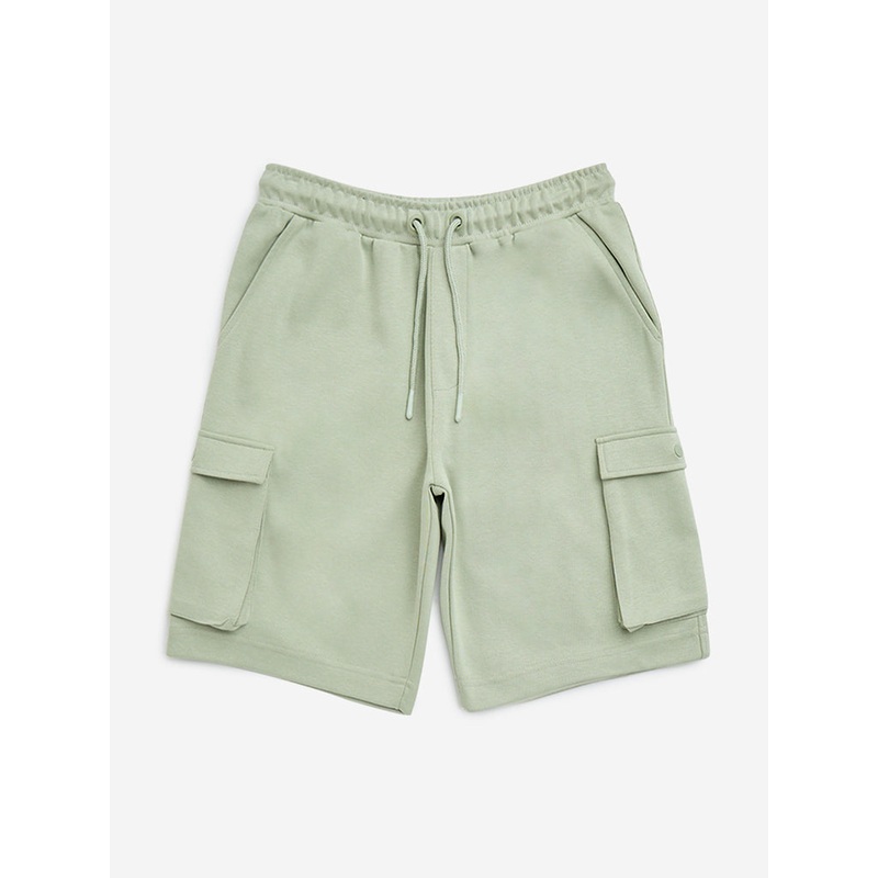 Y&F Kids Sage Cotton-Blend Mid-Rise Shorts