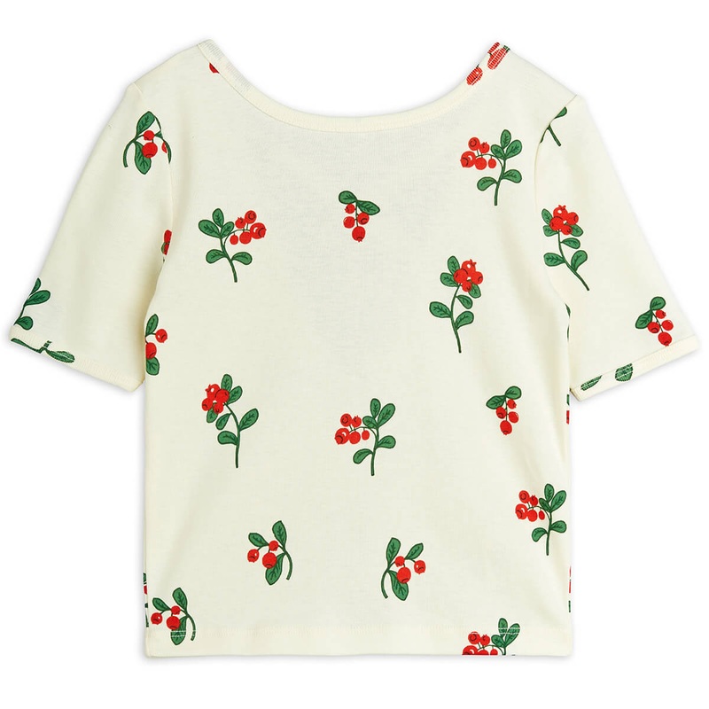 Lingonberries AOP Ballet T Shirt in Off White by Mini Rodini