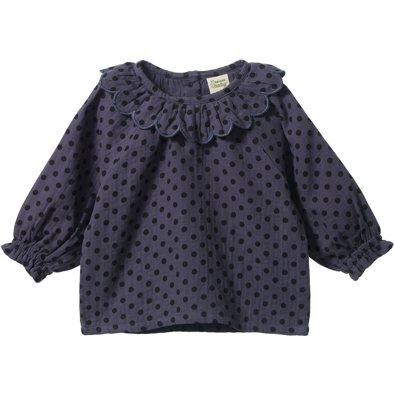 Nature Baby – Ruffle Cameron Blouse | Violet Polka Dot
