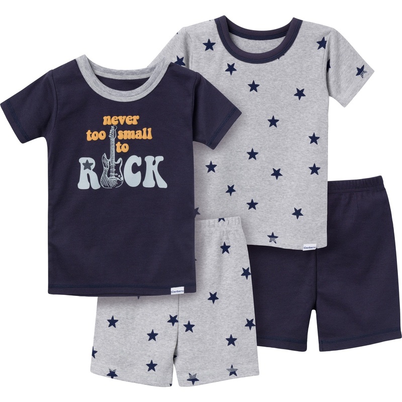 4-Piece Infant & Toddler Boys Music Top and Shorts Pajama Set