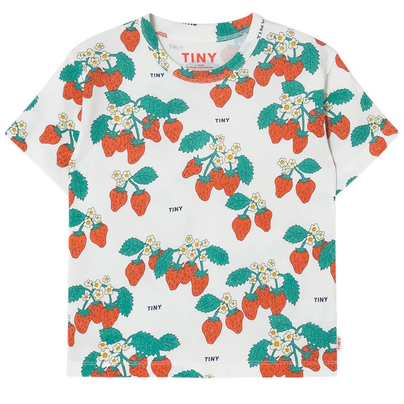Strawberries Tee in Off White by Tinycottons