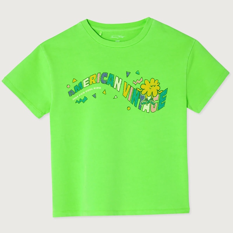 Fizvalley Kid’s T Shirt in Fluorescent Absinthe by American Vintage – Last Ones In Stock – 11-13 Years