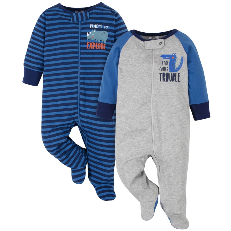 2-Pack Baby Boys Ready Rhino & Alligator Sleep ‘n Plays