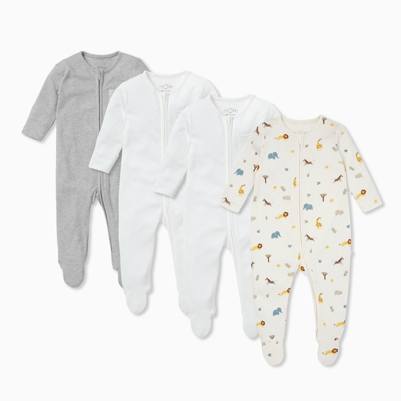 Safari Clever Zip Sleepsuit 4 Pack