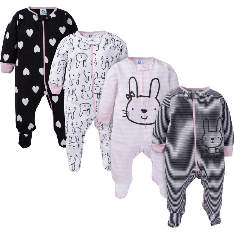 4-Pack Baby Girls Pink Bunny Sleep ‘N Plays