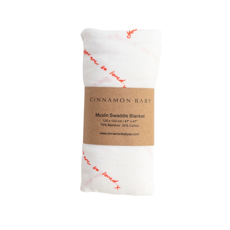 CINNAMON BABY YOU ARE SO LOVED SWADDLE – WHITE