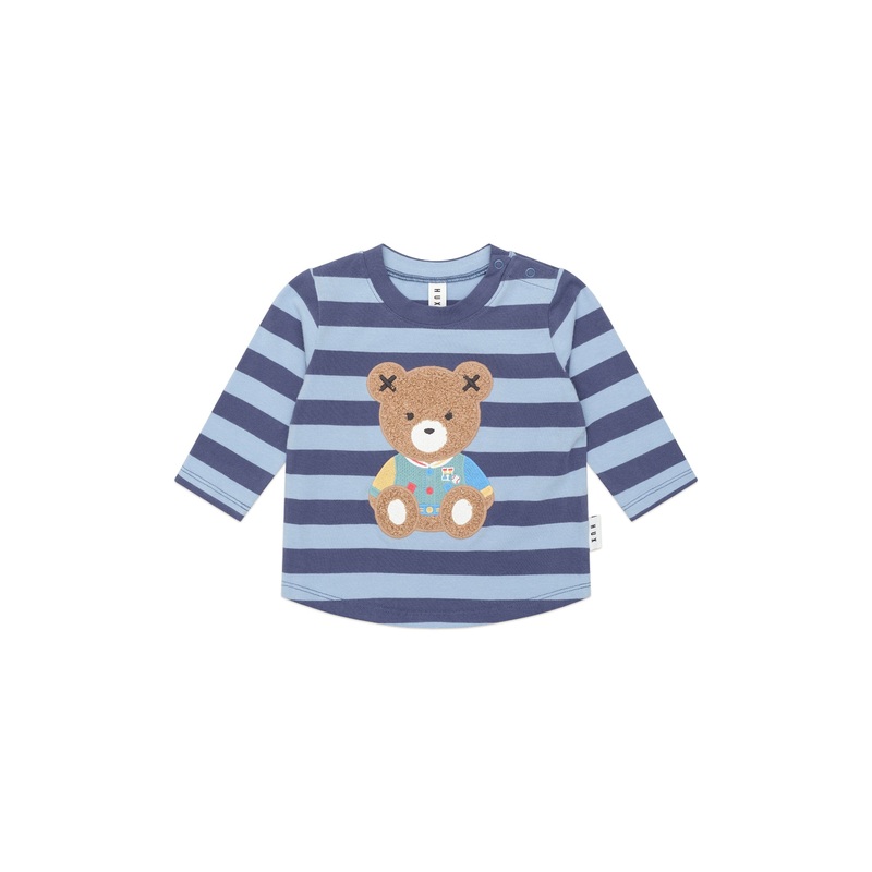 Huxbaby – Furry Hux Blue Stripe Bear Top – HB2112W25