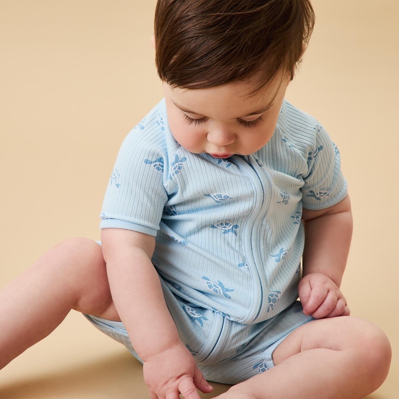 Turtles Ribbed Zip Summer Sleepsuit