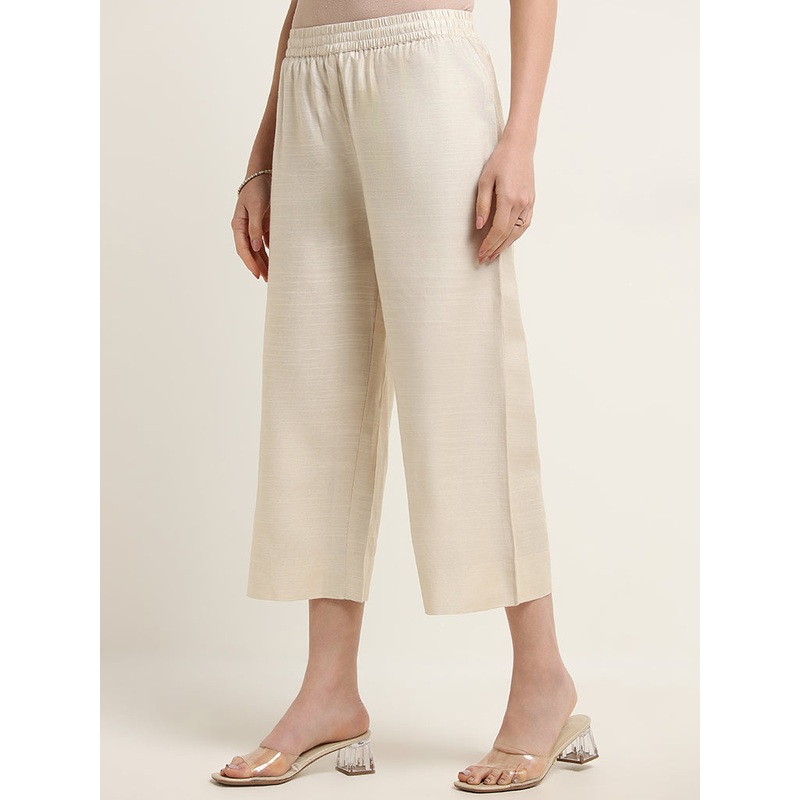 Zuba Beige Mid Rise Pants