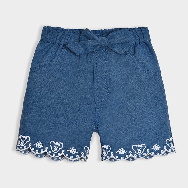 Happy Summer Schiffli Denim Short
