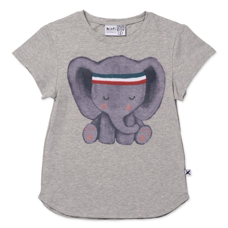 Minti Sporty Elephant Tee – Grey Marle