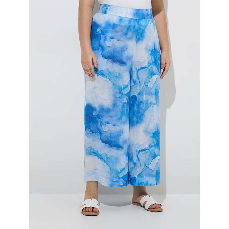 Diza Blue Tie and Dye High-Rise Pants