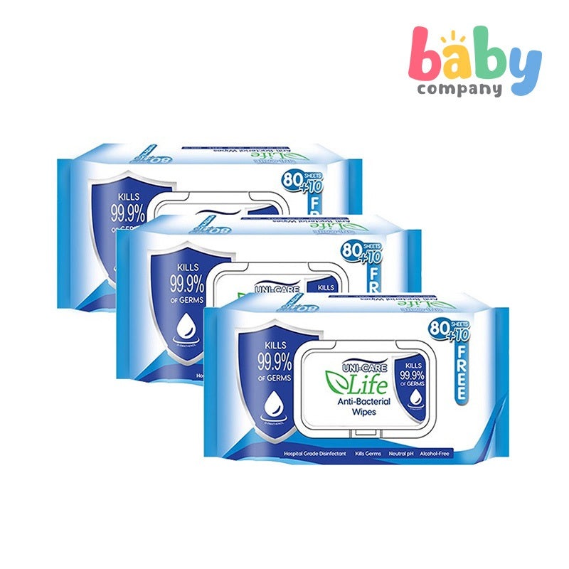 Uni-care Life 2+1 Antibacterial Wipes – 90 sheets