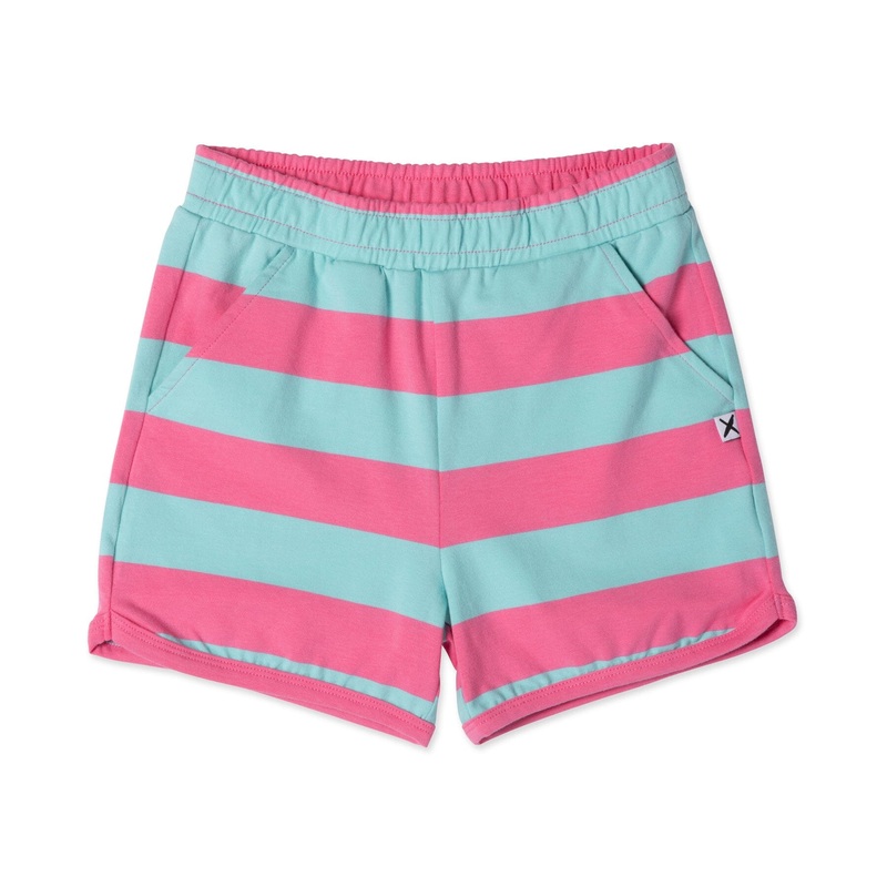 Minti Striped Sport Short – Pink/Teal Stripe