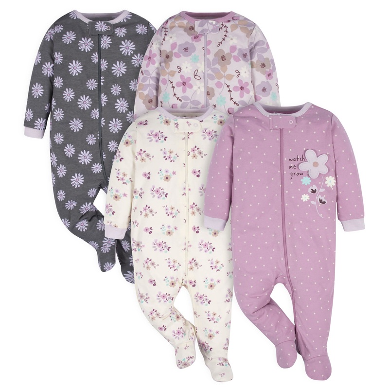 4-Pack Baby Girls Lavender Garden Sleep ‘N Plays