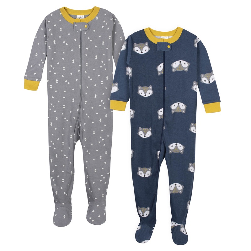 Baby Boys’ 2-Pack Organic Fox Snug Fit Footed Pajamas