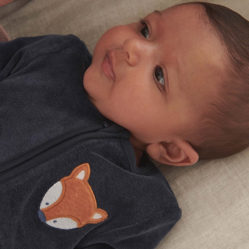 Velour Fox Clever Zip Sleepsuit