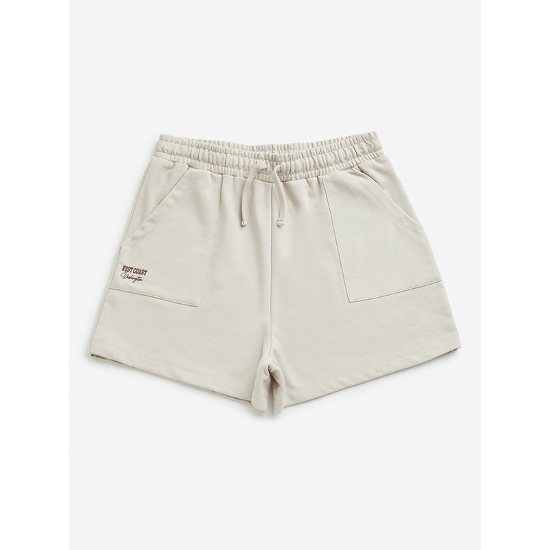 Y&F Kids Beige Mid Rise Cotton Shorts