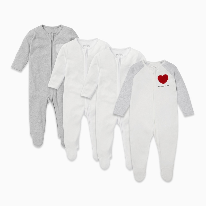 Kind Raglan Sleeve Zip-Up Sleepsuit 4 Pack