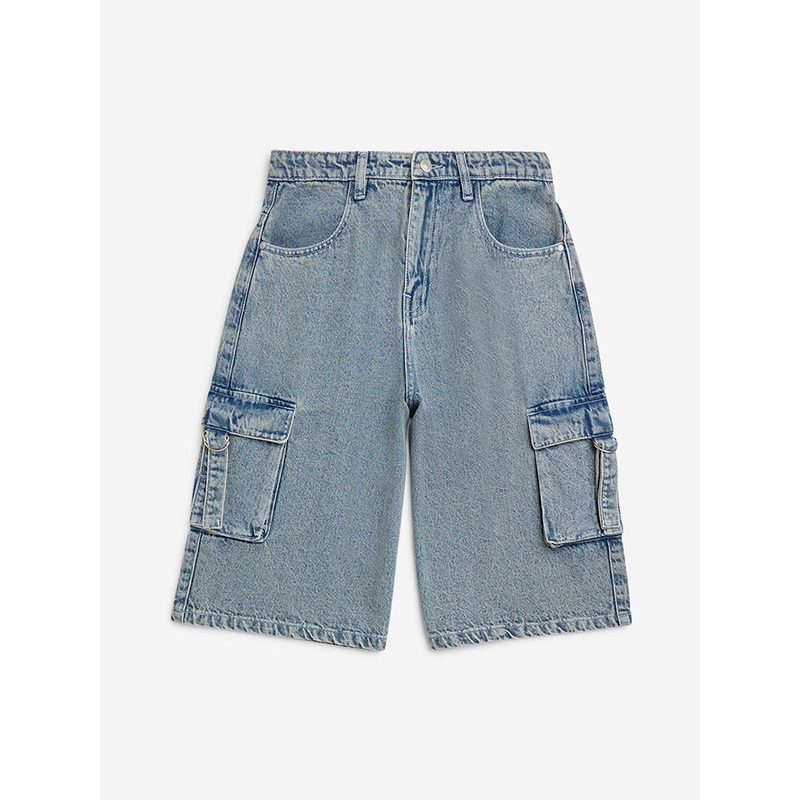 Y&F Kids Blue High-Rise Jorts