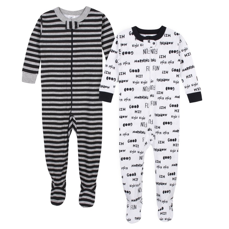 Baby Boys’ 2-Pack Organic Good Morning Snug Fit Footed Pajamas