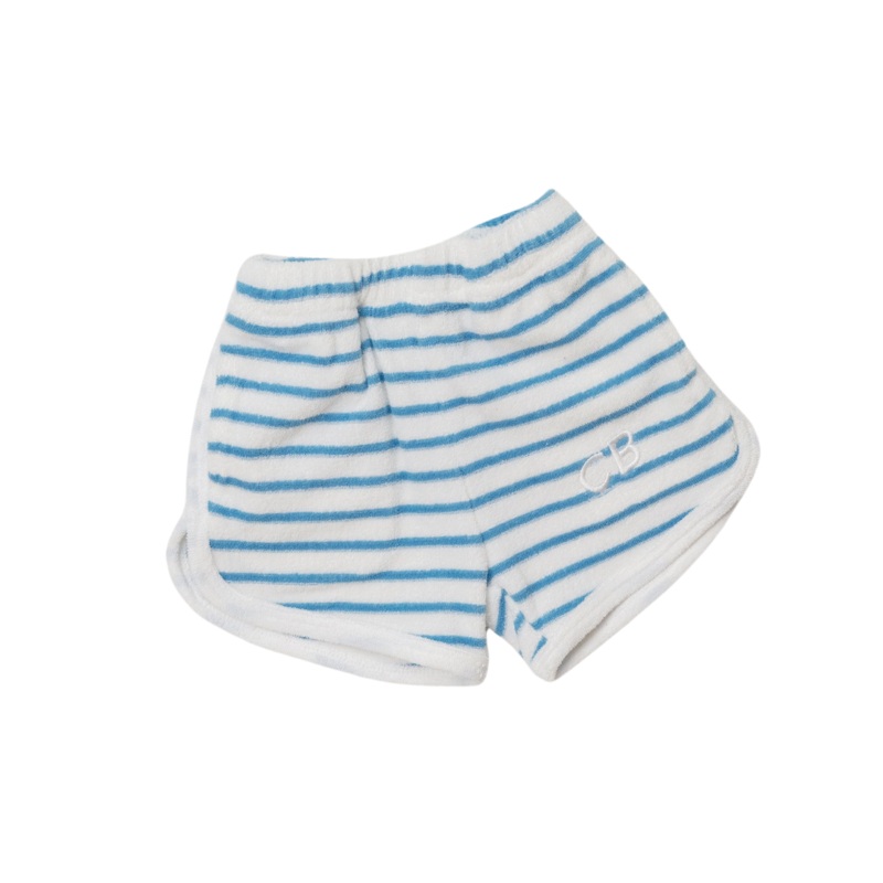 CINNAMON BABY TERRY STRIPE SHORTS – BLUE