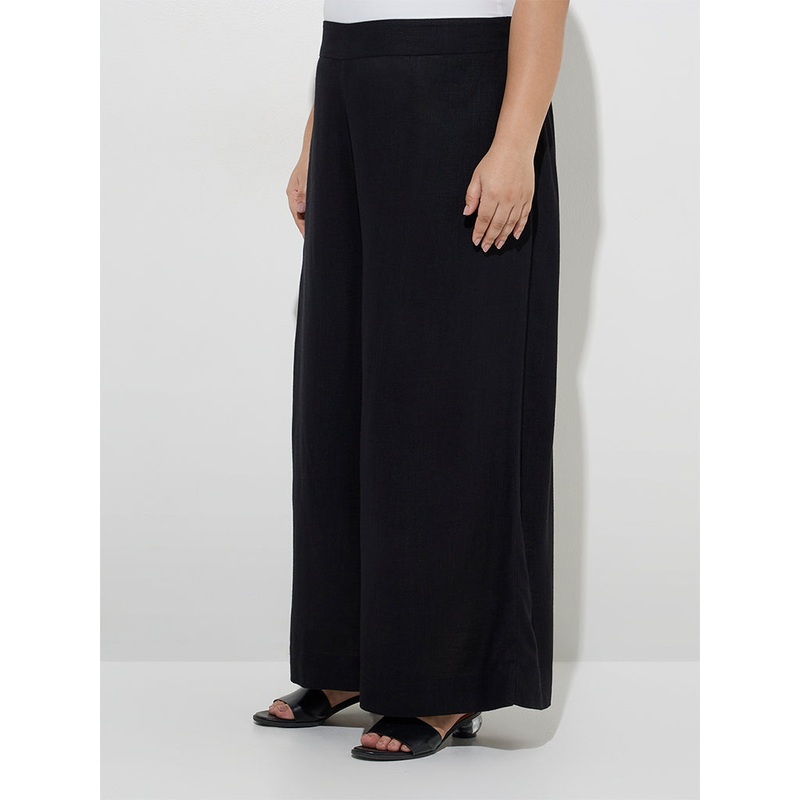Diza Black Solid Palazzos LBNU253622050026