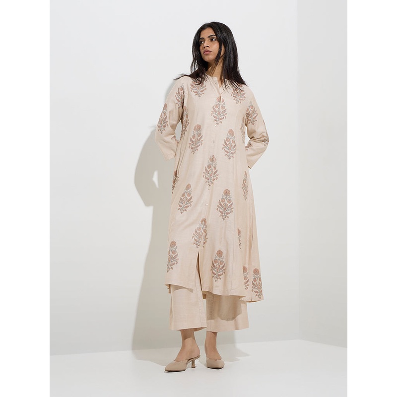 Zuba Beige Solid Ethnic Pants LBNU253622057807